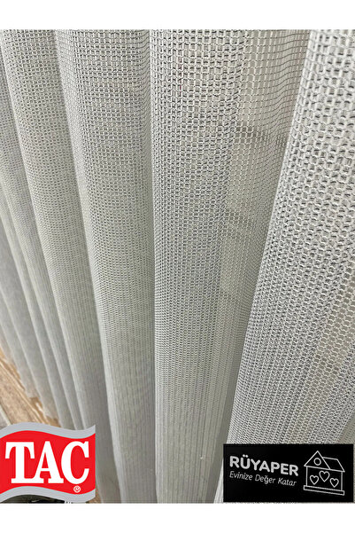 Taç Modern Textured Knitted 1/3 Dense Pleat - Light Gray Tulle Curtain