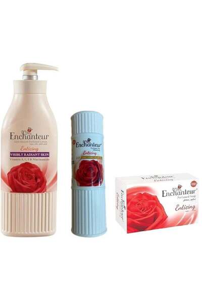 ENCHANTEUR لوشن الجسم انتياسينج 500 مل و صابون معطر 125 جرام وبودرة التلك المعطرة 125 جم