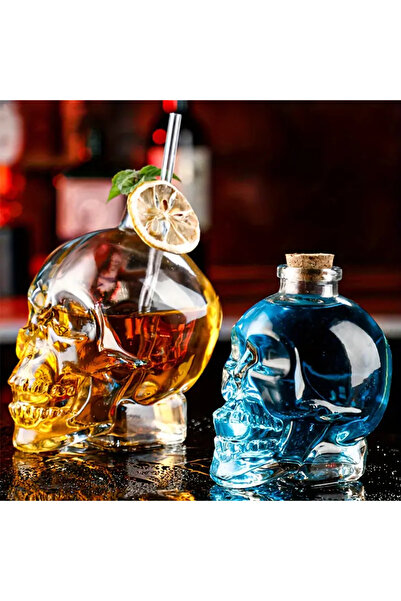 Askımo Crystal Head Kuru Kafa Cam Şişe Viski Likör Hediyelik Sürahi 350 Ml Vo...