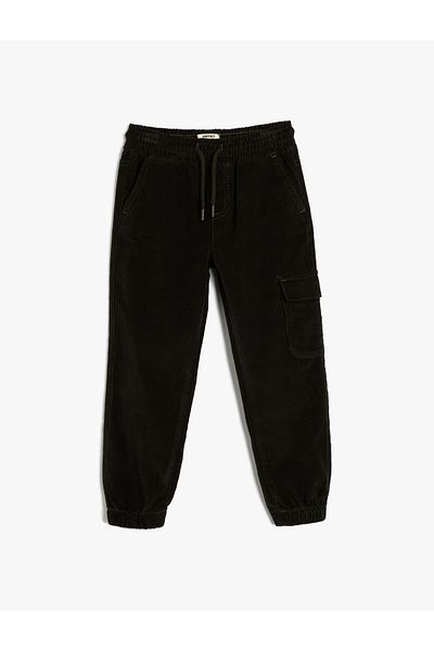 Koton Cotton Jogger Pants - Cargo Pocket and Waist Tie