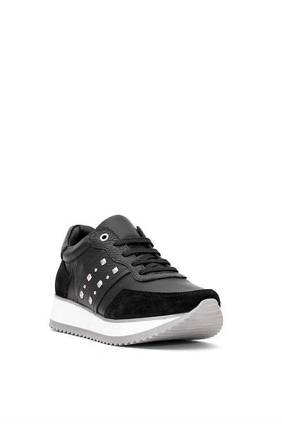 Mammamia Tenis de damă - D25YA-560 Model clasic din piele naturală neagră