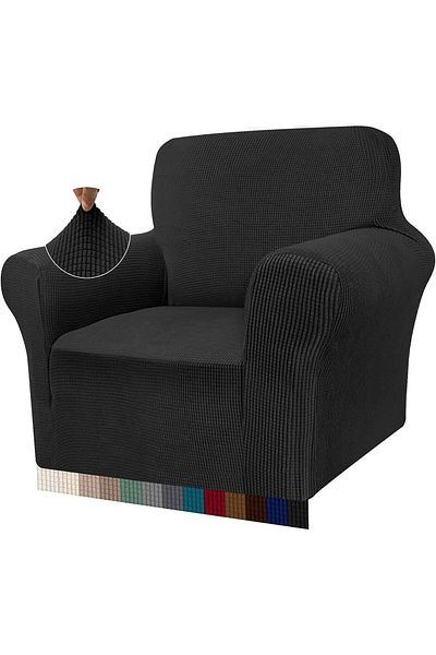 nurlan Lycra Stretch Elastic Flexible Washable Square Pattern Single Seater Denim Cover Seat Cover