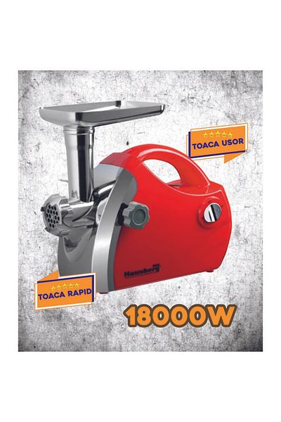 Hausberg Mlýnek na maso Hausberg HB-3430RS, nerezová ocel, 1800 W, měděný motor, červená