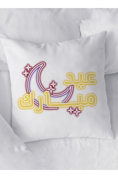 LOWHA Polyester Pillowcase Cushion Cover with Eid Mubarak Design