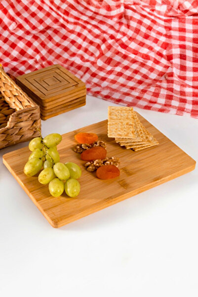 Woodcept Bamboo Retro Mosaic Feet Set of 3 - Serving Plate and Presentation Stand