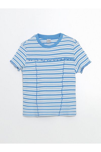 LC Waikiki Tricou Crop pentru fete cu gât crew de sezon nou - S5BE49Z4