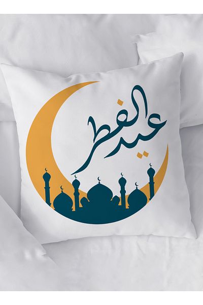 LOWHA Polyester Pillowcase Cushion Cover with Eid Al-Fitr and Mosque Design