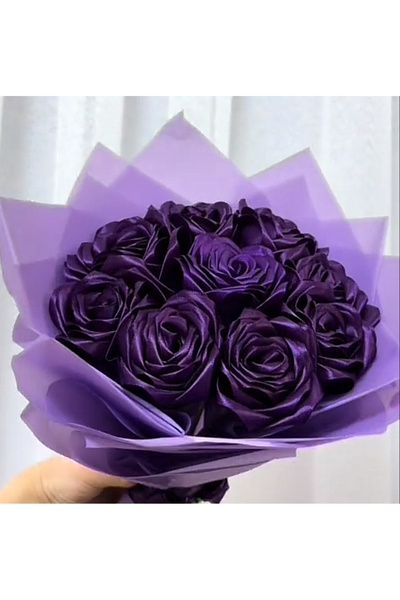 HediyeSepetim Mor Gül Buketi,solamayan Buket,gül Buketi,saten Gül,senden Önce Senden Sonra
