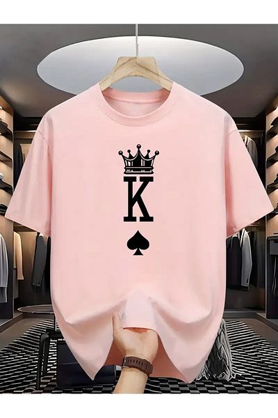 LAND MODA Καλοκαιρινό άνετο μπλουζάκι για άνδρες, Spade K με στάμπα - Πολυεστέρας που αναπνέει,