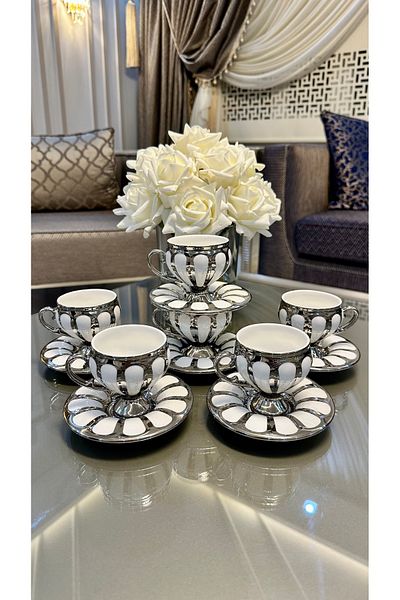 ACAR Silver Color Karius 6-Person Footed Coffee Cup Set