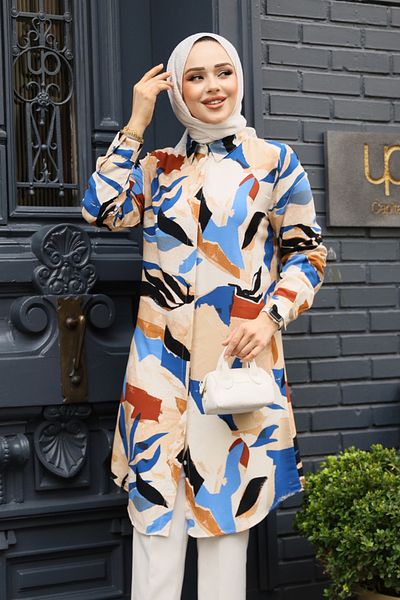 Neva Style منقوشة البسكويت الحجاب تونك 11730BS