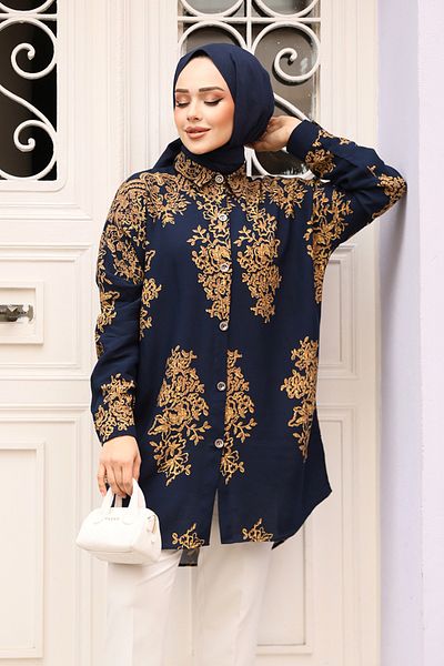 Neva Style Navy Blue Tunic 20413L Ευέλικτη Επιλογή Μήκους Χρόνου Μήκους