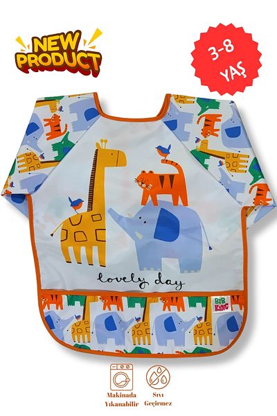 BibKing Long Sleeve Children 3-8 Years Hobby Activity Activity Painting Apron Liquid Proof, Machine Washable