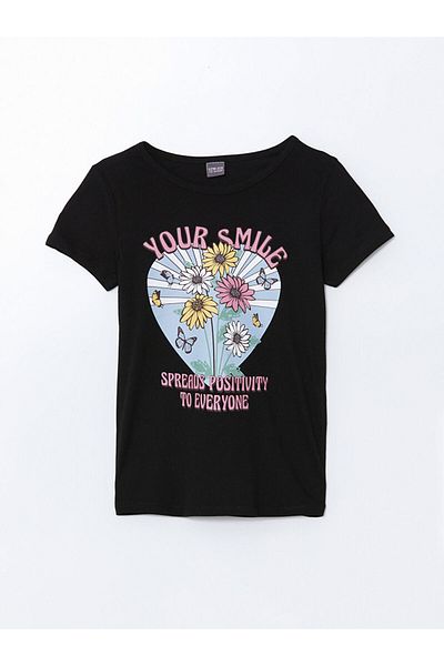 LC Waikiki Tricou pentru fete cu gât crew de sezon nou - S5EV89Z4