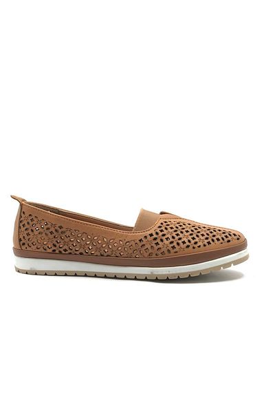 KCMN New Style Women's Leather Casual Shoes Ballerina Tan
