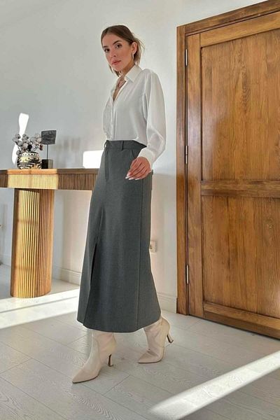 KAZAK Polyviscose Skirt with Gray Paw Garnish