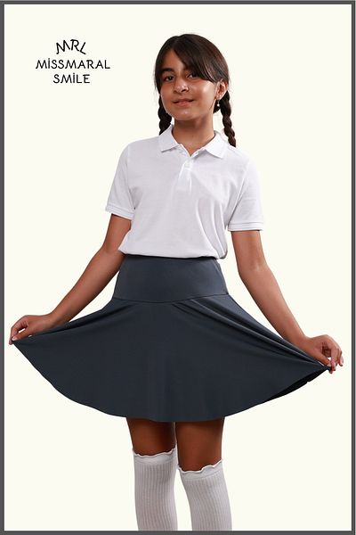 missmaral High Waist Anthracite Skirt with Shorts - Pool and Sea Sports, Daily Use, Shorts 4101