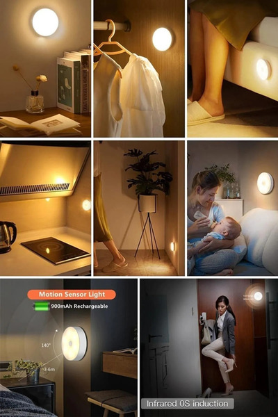 Kacar Home 4 Adet Akıllı Hareket Sensörlü Kablosuz LED Spot Lamba USB Şarjlı Dolap İçi Aydınlatma Lüks Cata