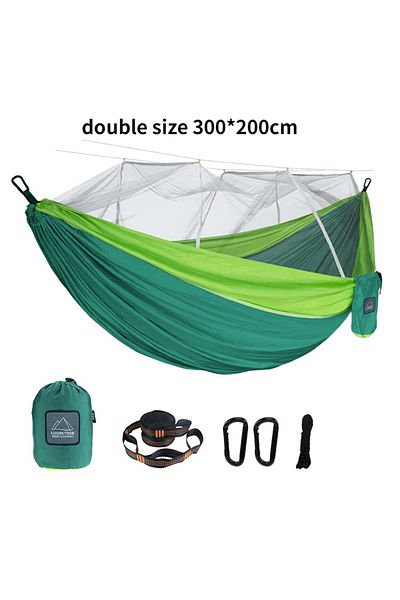 Choice double green 2 Single and Double Size Nylon Fabric Portable Travel Outdoor Camping Hanging Sleeping