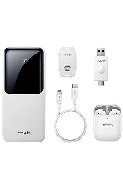 Yesido CG10 10.000Mah Dijital Powerbank 16Gb Flash Bellek Airpods Kulaklık 12...