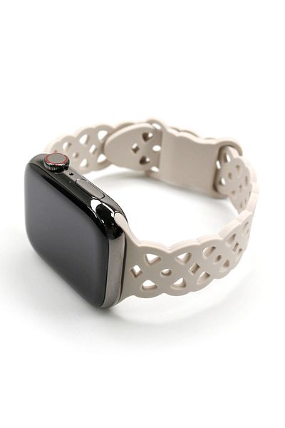 Choice 42mm 44mm 45mm 49mm Beige Lace Silicone Strap For Apple Watch Band 45mm 41mm 44mm 42mm 40mm 38mm Bre