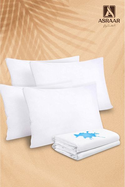 Asraar Package 4-Pillow Cover| Premium Waterproof Pillow Protector - Zipper Pillow Case Protector,75x50 cm