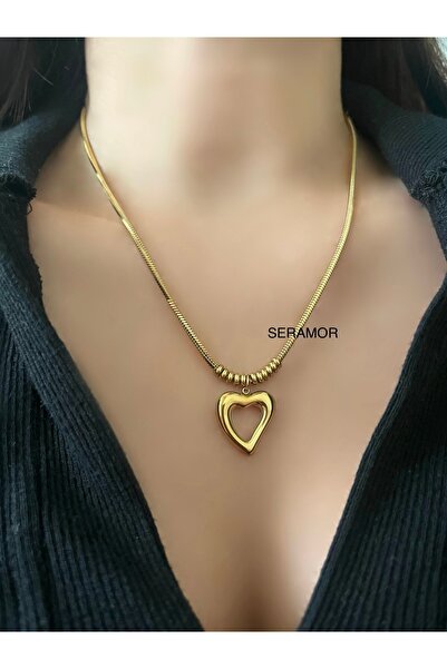 SERAMOR İçi boş kalp kolye çelik