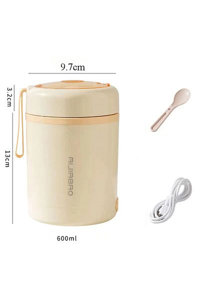 Choice 600ML Yellow 600ML USB Electric Heating Lunch Box Portable Picnic Milk Drink  Food Heater Stainless