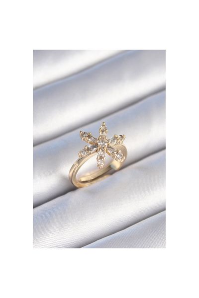 Skygo Brass Gold Color Zircon Stone Flower Model Women's Ring - Tj-Byk3478