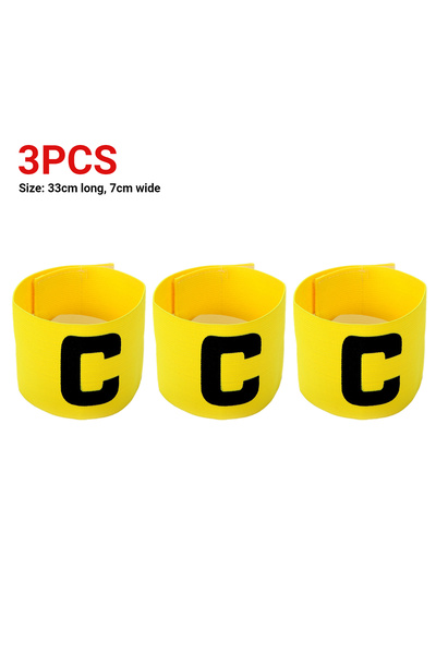 APWIKOGER 3 قطع من شارة قائد كرة القدم الصفراء للأطفال والبالغين، شارة قائد ك...