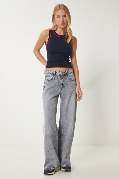 Lovelyİstanbul Wide Leg Jean Washed - Gray Lus0098