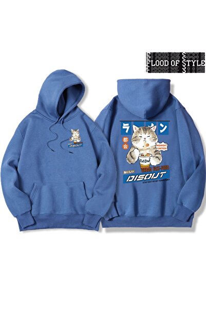 Flood Of Style Hip Hop Harajuku Stil vintage Tăiței și sushi pisică Albastru