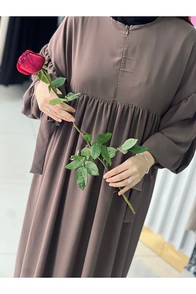 Fashion journey hajj umrah φόρεμα με μισό φερμουάρ με μανίκια