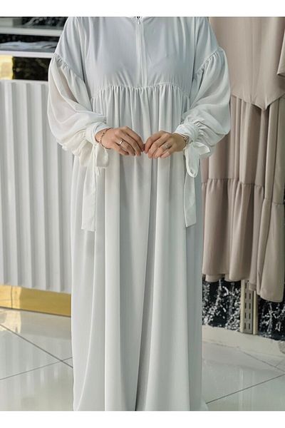 Fashion journey hajj umrah φόρεμα με μισό φερμουάρ με μανίκια