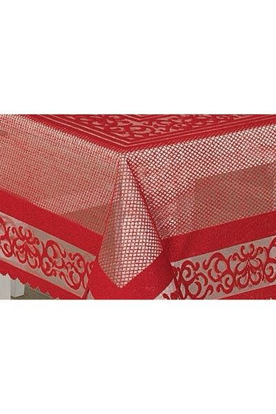 WENESSİ Knitted Kdk Tulle Ottoman Pattern Tablecloth Red