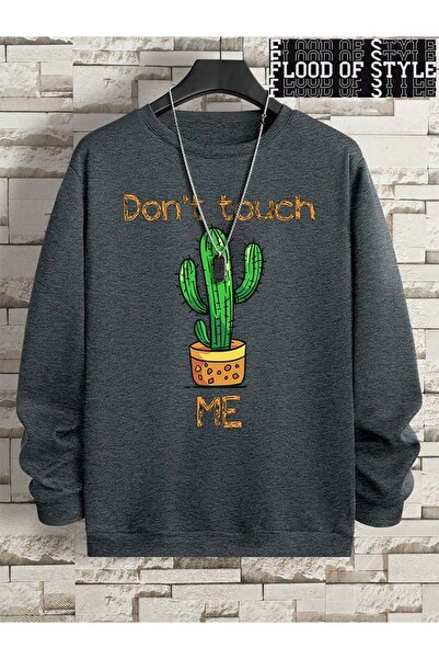 Flood Of Style Hip Hop Harajuku Stil Vintage Nu mă atingeți, sunt un cactus Gri