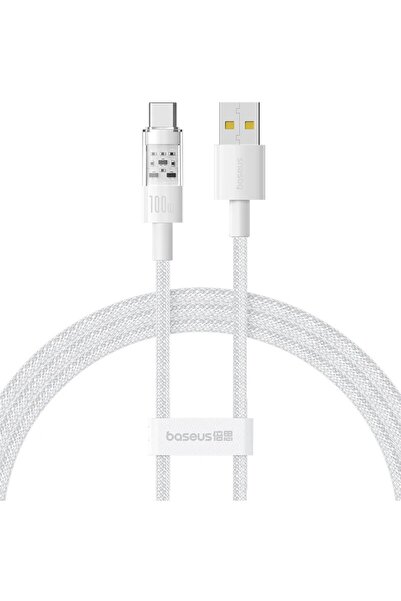 Baseus 1m White Baseus USB Type C Cable For Huawei Honor Xiaomi Samsung Transparent Super Charge 100W Fast