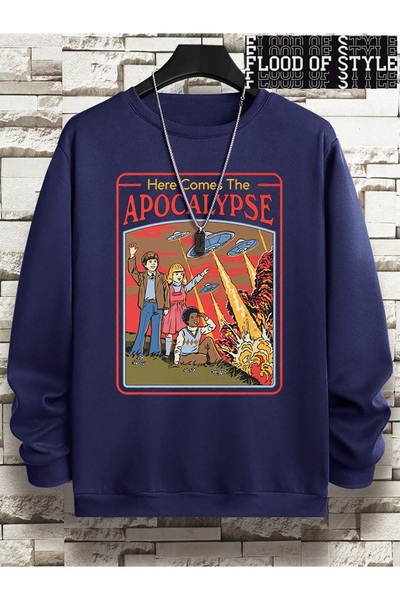 Flood Of Style Hip Hop Harajuku Stil vintage Aici vine UFO-ul UFO bleumarin