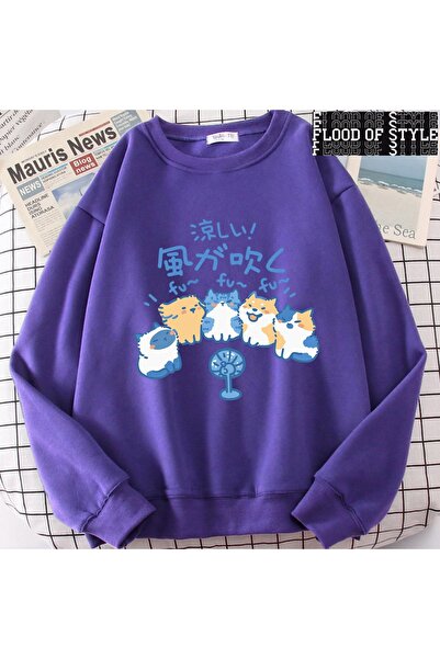 Flood Of Style Hip Hop Harajuku Vintage Style 5 pisică ler blow fans Violet