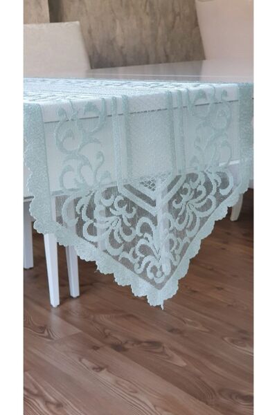 WENESSİ Husă Runner din tul tricotat cu model otoman 40x140 (VERDE APA)