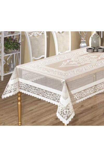 WENESSİ Lüx Örme Kdk Osmanlı Desen Masa Örtüsü Mavi