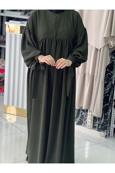 Fashion journey hajj umrah φόρεμα με μισό φερμουάρ με μανίκια