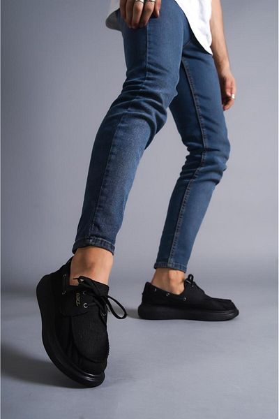 Knack High Sole Seasonal Linen Shoes 009 Black (Black Sole)