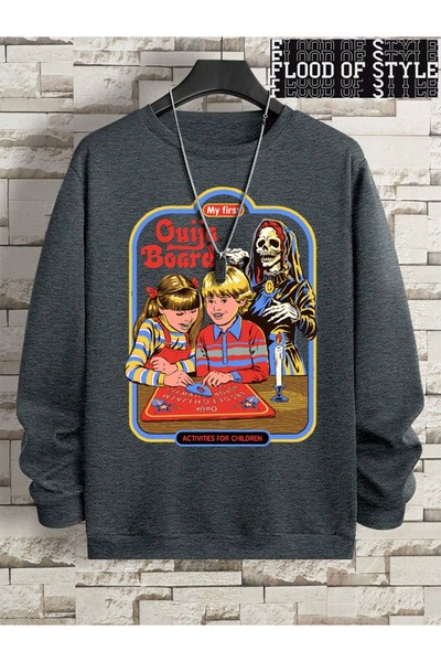 Flood Of Style Hip Hop Harajuku Vintage Style Primul meu imprimeu cu tablă Ouija Gri