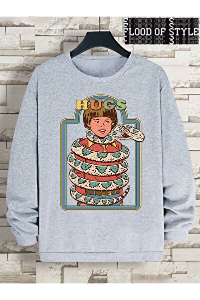 Flood Of Style Hip Hop Harajuku Stil vintage Serpenti îmbrățișare intimă Gri