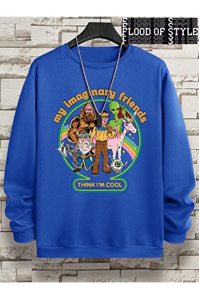 Flood Of Style Hip Hop Harajuku Stil vintage Gândesc la prietenii mei de vis Albastru