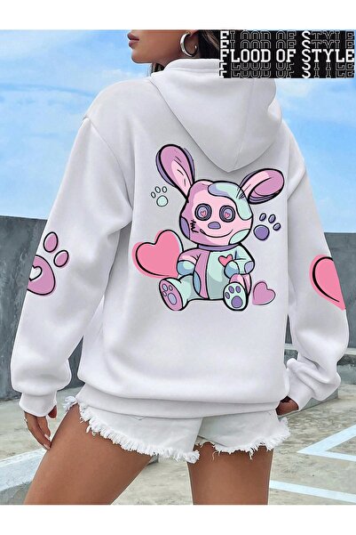 Flood Of Style Hip Hop Harajuku Stil vintage Imprimeuri casual de stradă Alb