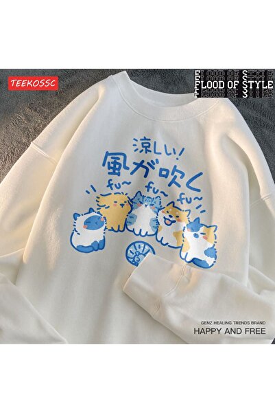 Flood Of Style Χιπ χοπ Χαρατζούκου σε στυλ Vintage Γάτες σκύλοι Λευκό