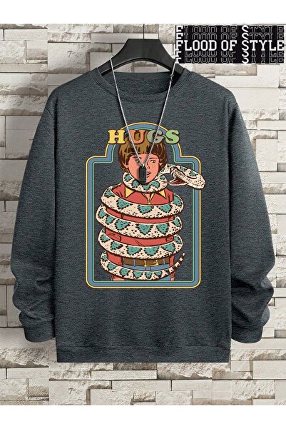 Flood Of Style Hip Hop Harajuku Stil vintage Serpenti îmbrățișare intimă Gri