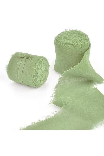Choice 5M X 4CM 1500874 5M Handmade Frayed Edged Satin Chiffon Silk Ribbon For Wedding Invitation Wrapping